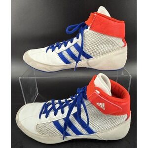 Adidas HVC Wrestling Shoes Mens 7 Womens 8.5 White Blue Red‎ Boots Grippy Mid